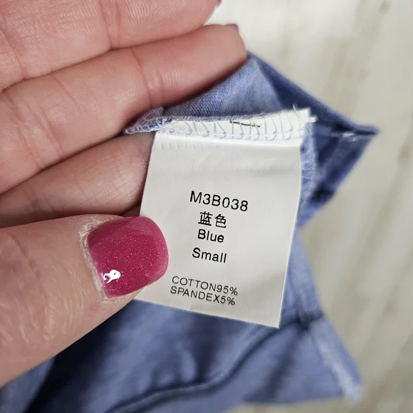 Women's Blue Short Eyelet Sleeve Casual Tee T-shirt NWOT Ladies Size Small - Picture 4 of 10